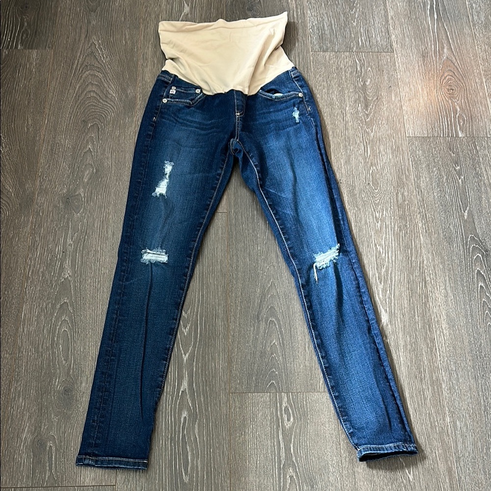 Ag Adriano Goldschmied maternity Blue Skinny Jeans Distressed
